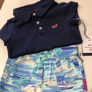 Vineyard vines infant polo bodysuit and shorts